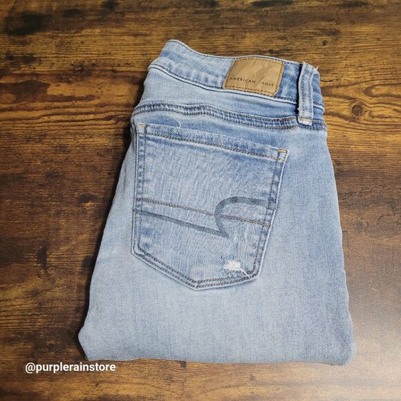 American Eagle Jeans 0 S Jegging Low Rise Super Stretch Medium Light Wash Denim - Picture 3 of 14